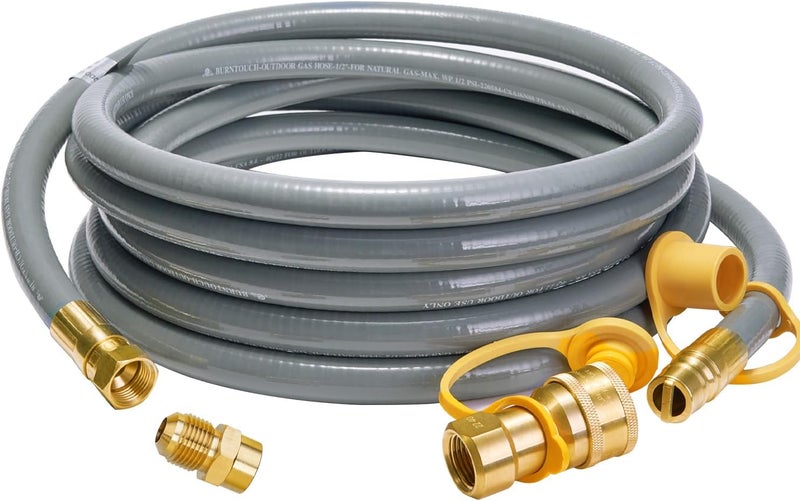 CALPOSE 15 Feet 1/2 inch ID Natural Gas Grill Hose with Quick Connect Fittings, Natural Gas Line for Grill, Pizza Oven, Heater and More Low Pressure Appliance(NOT 3/8”) - Image 1